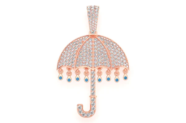 2.65ct Diamond Umbrella Pendant 18K Solid Gold - Image 5