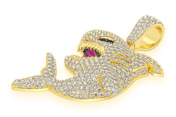 2.75ct Diamond Shark Pendant 18K Solid Gold - Image 2