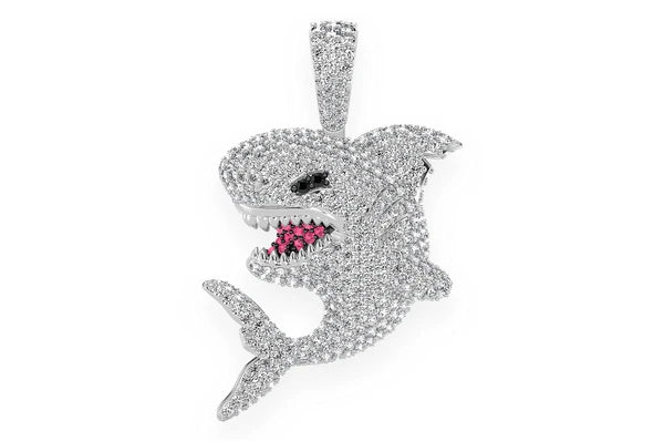 2.75ct Diamond Shark Pendant 18K Solid Gold - Image 4