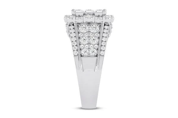 2.75ct Diamond Square Cluster All Natural Engagement Ring 18K White Gold - Image 4