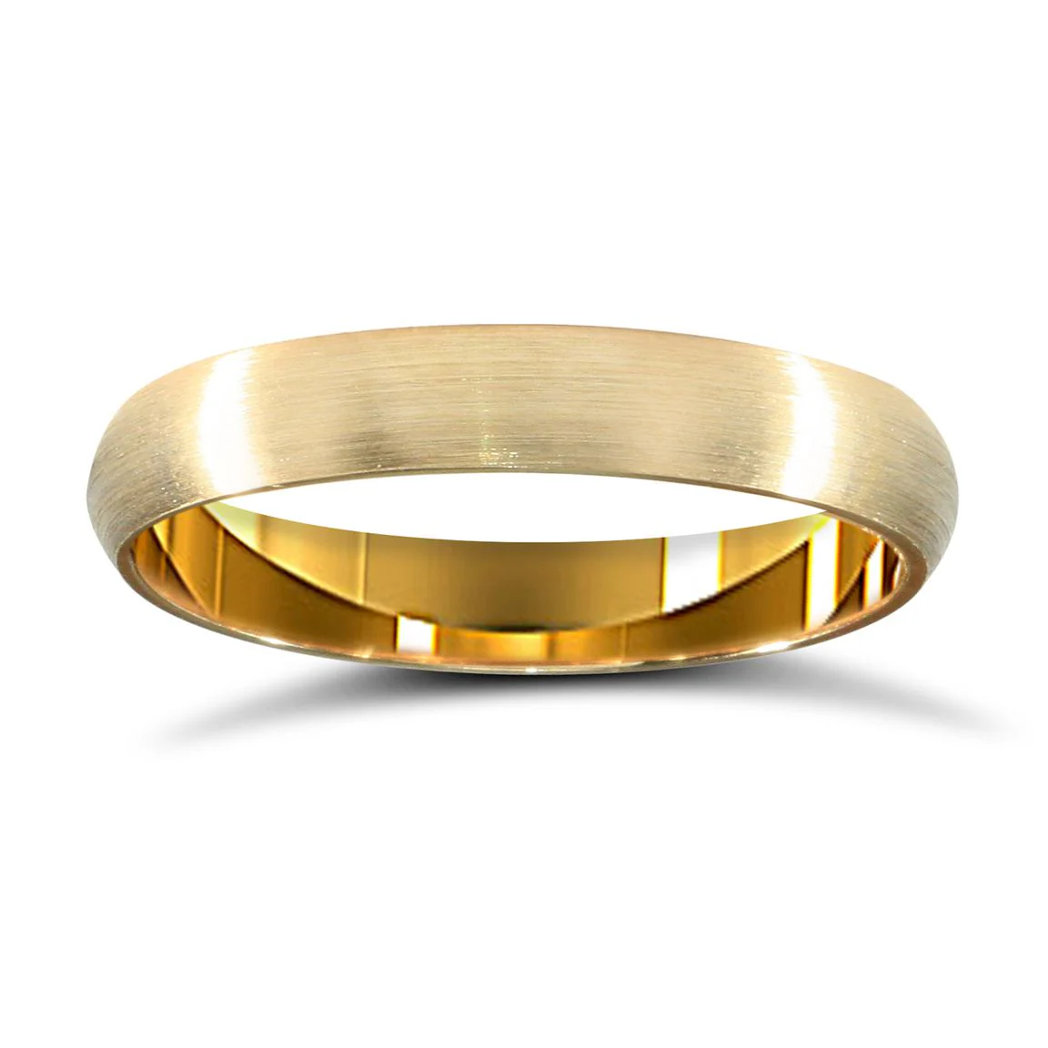 22ct Yellow Gold Standard Weight 3mm D Shaped Profile Satin Wedding Ring