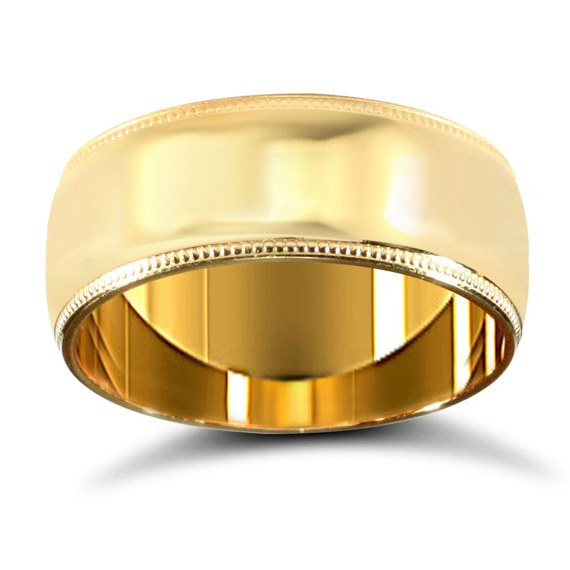 22ct Yellow Gold Standard Weight 8mm D Shaped Profile Mill Grain Wedding Ring