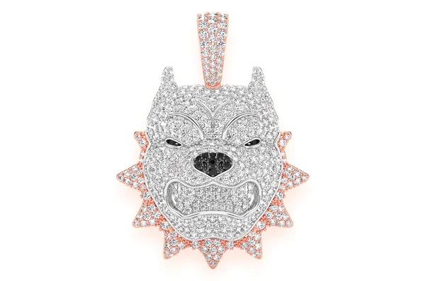 3.00ct Diamond Pitbull Spike Collar Pendant 18K Solid Gold - Image 3