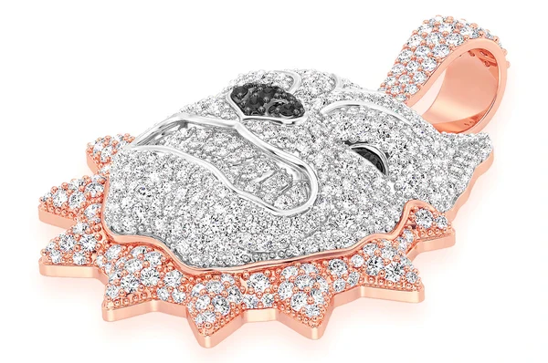 3.00ct Diamond Pitbull Spike Collar Pendant 18K Solid Gold - Image 4