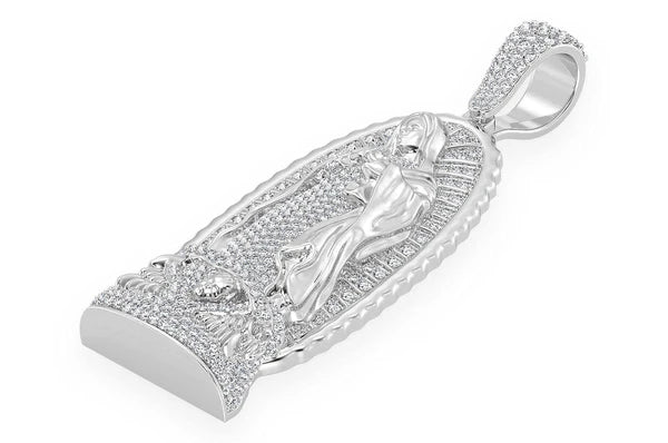 3.20ct Diamond Virgin Of Guadalupe Statue Pendant 18K Solid Gold - Image 8
