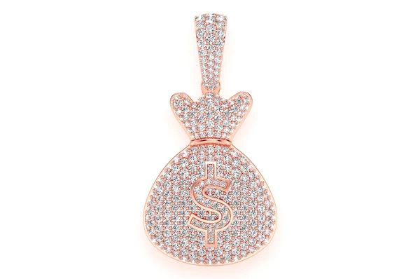 3.33ct Diamond Money Bag Pendant 18K Solid Gold - Image 4