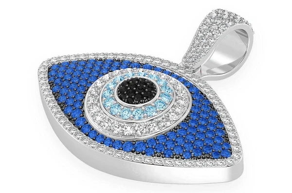 3.50ct Diamond Evil Eye Pendant 18K Solid Gold - Image 5