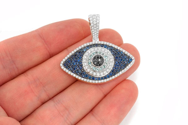 3.50ct Diamond Evil Eye Pendant 18K Solid Gold - Image 6