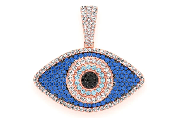 3.50ct Diamond Evil Eye Pendant 18K Solid Gold - Image 7