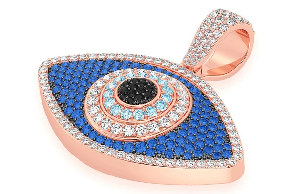3.50ct Diamond Evil Eye Pendant 18K Solid Gold - Image 8