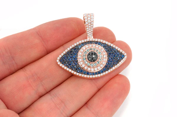 3.50ct Diamond Evil Eye Pendant 18K Solid Gold - Image 9