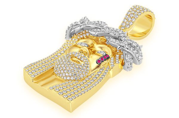3.75ct Diamond Jesus Pendant 18K Solid Gold - Image 2