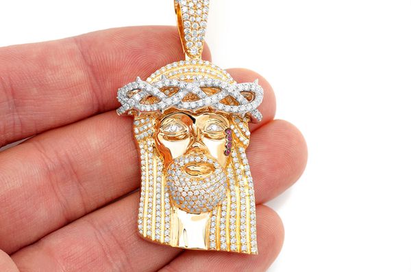 3.75ct Diamond Jesus Pendant 18K Solid Gold - Image 3