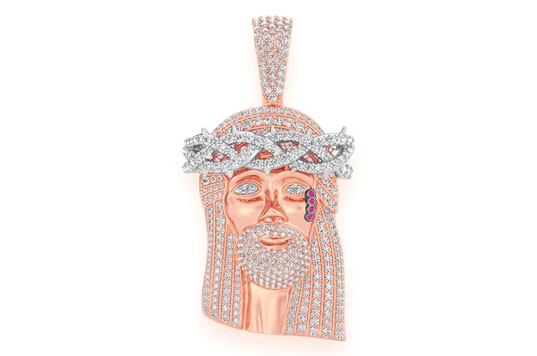 3.75ct Diamond Jesus Pendant 18K Solid Gold - Image 4