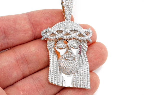 3.75ct Diamond Jesus Pendant 18K Solid Gold - Image 9