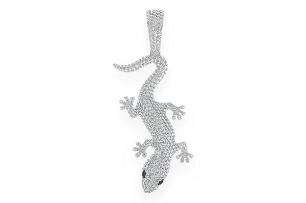 4.20ct Diamond Lizard Pendant 18K Solid Gold - Image 7