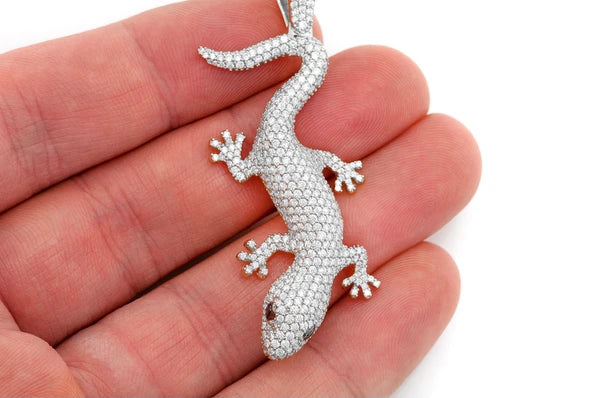 4.20ct Diamond Lizard Pendant 18K Solid Gold - Image 9