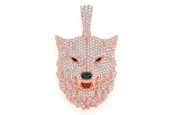 4.75ct Diamond Wolf Head Pendant 18K Solid Gold - Image 4