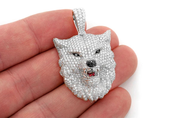 4.75ct Diamond Wolf Head Pendant 18K Solid Gold - Image 9