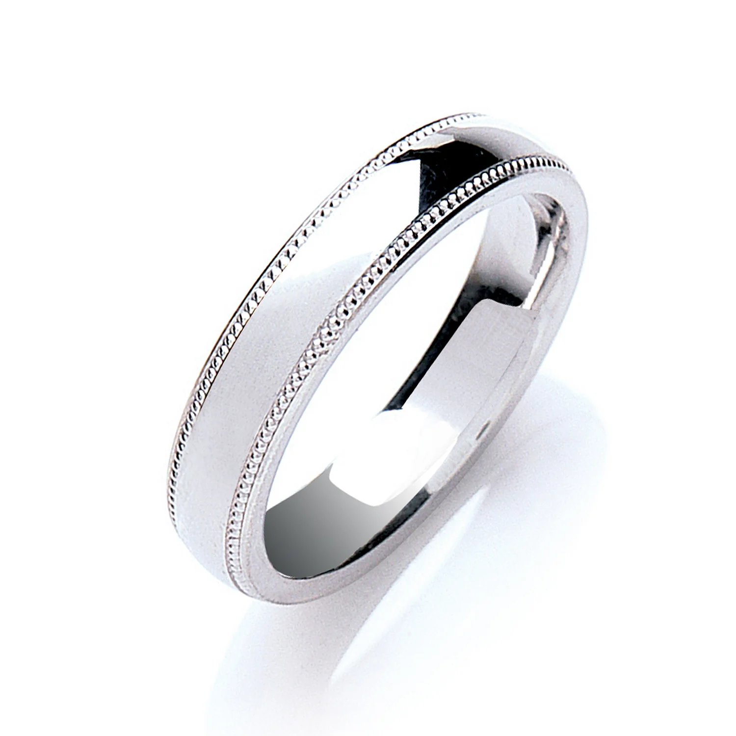 4mm Court Mill Grain Edges Wedding Band - Palladium 950