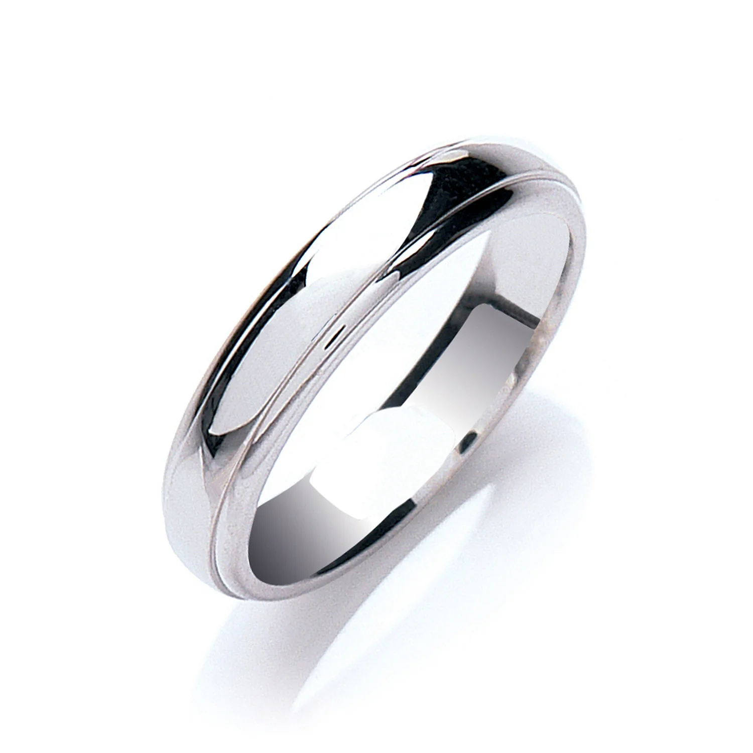 4mm Court Track Edge Wedding Band - Palladium 950