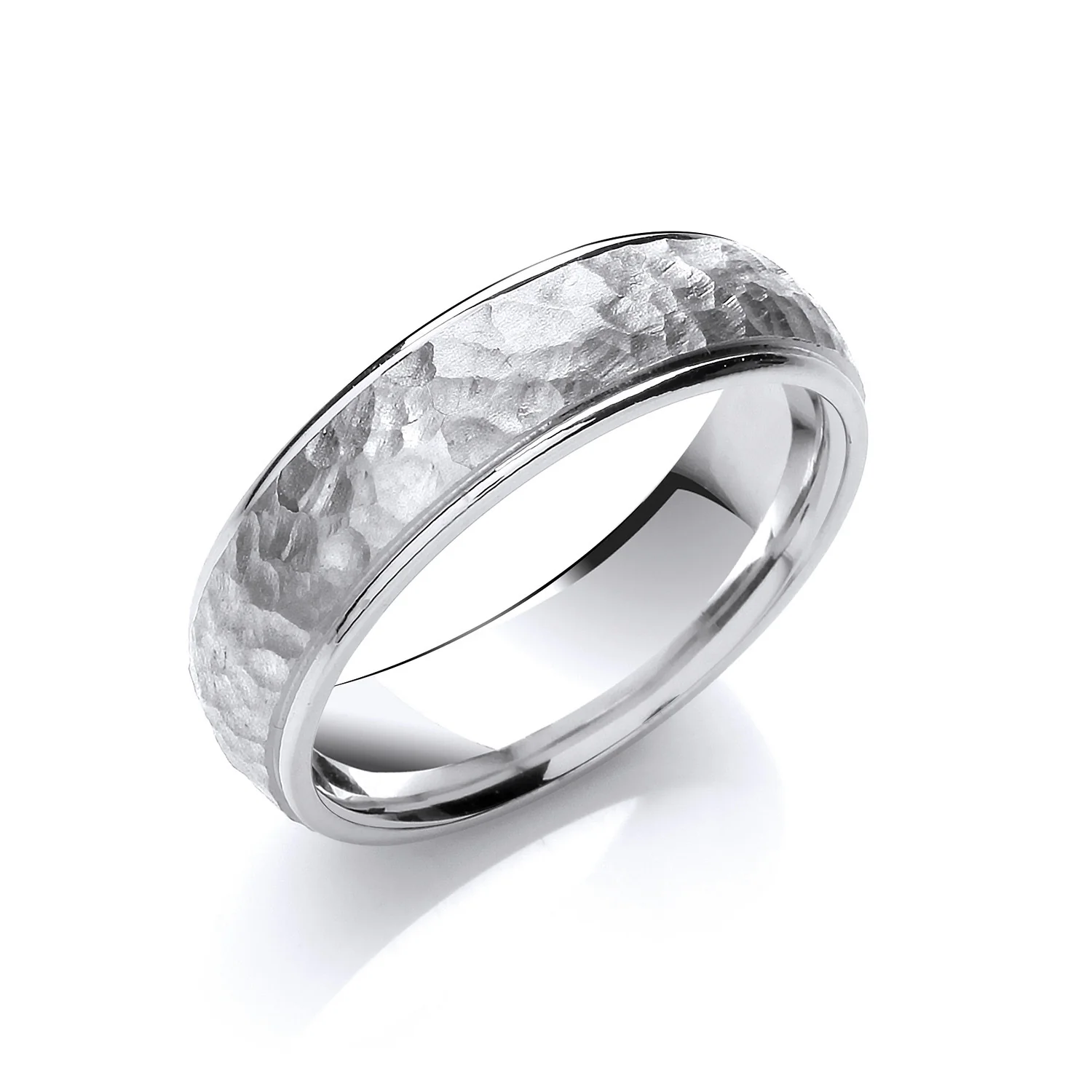 6mm Court Hammered Style & Polished Edges Matt Centre - Palladium 950