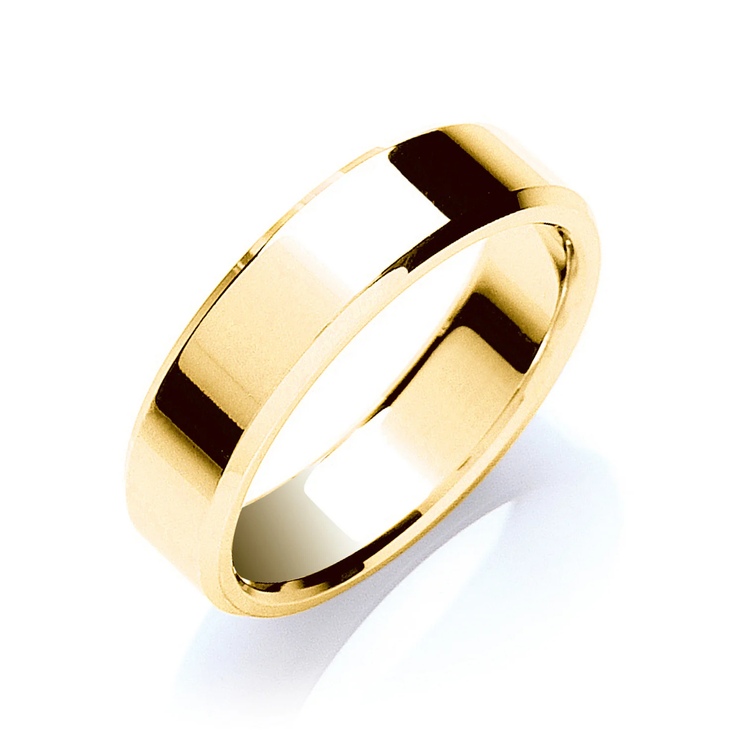6mm Flat Court Bevelled Edge Wedding Band - Palladium 950