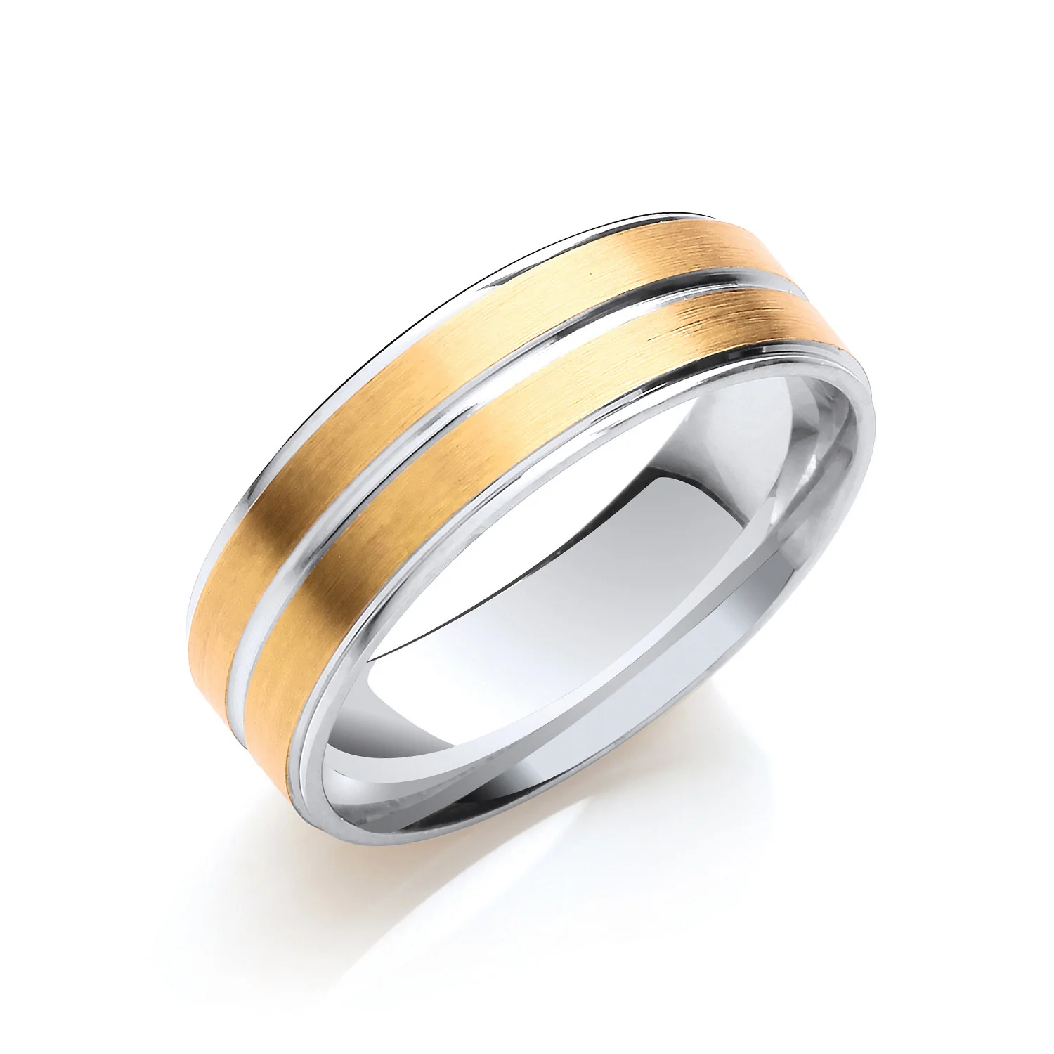7mm Two Colour Track Edges & Centre - 18ct Gold - Image 2