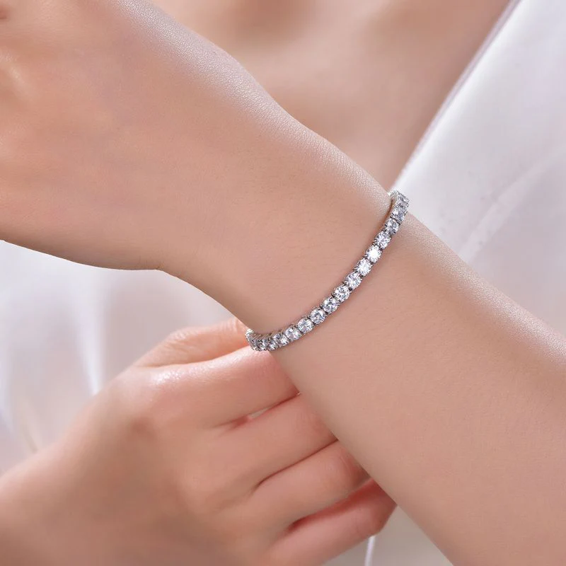 925 Silver Cubic Zirconia Set Tennis Bracelet 4.0mm - Image 2
