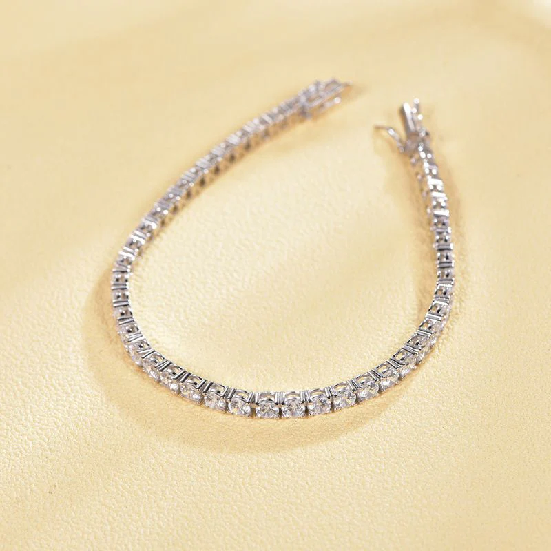925 Silver Cubic Zirconia Set Tennis Bracelet 4.0mm - Image 4