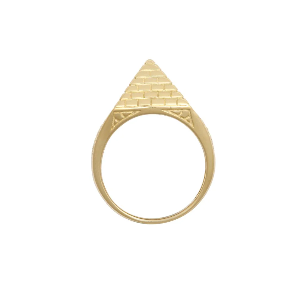 925 Silver Gold Plated Pyramid Ring 15.3mm - Image 2