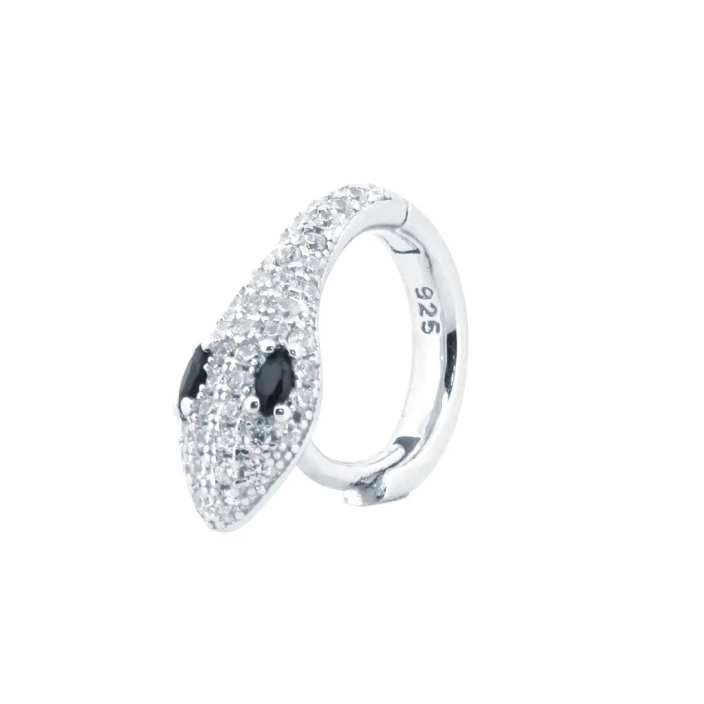 925 Silver Rhodium Plated Cubic Zirconia Set Snake Earrings - Image 2