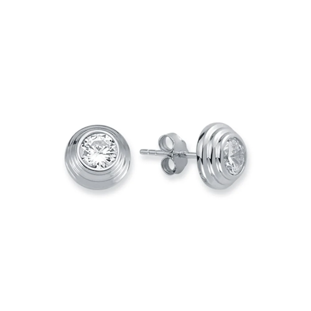 925 Silver Tiered Wedding Cake Solitare 5mm Cubic Zirconia Set Stud Earrings