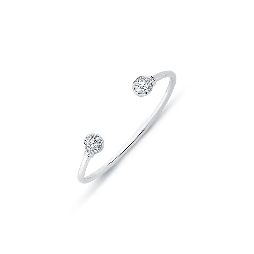 925 Sterling Silver Cubic Zirconia Set Torque Baby / Childrens Bangle