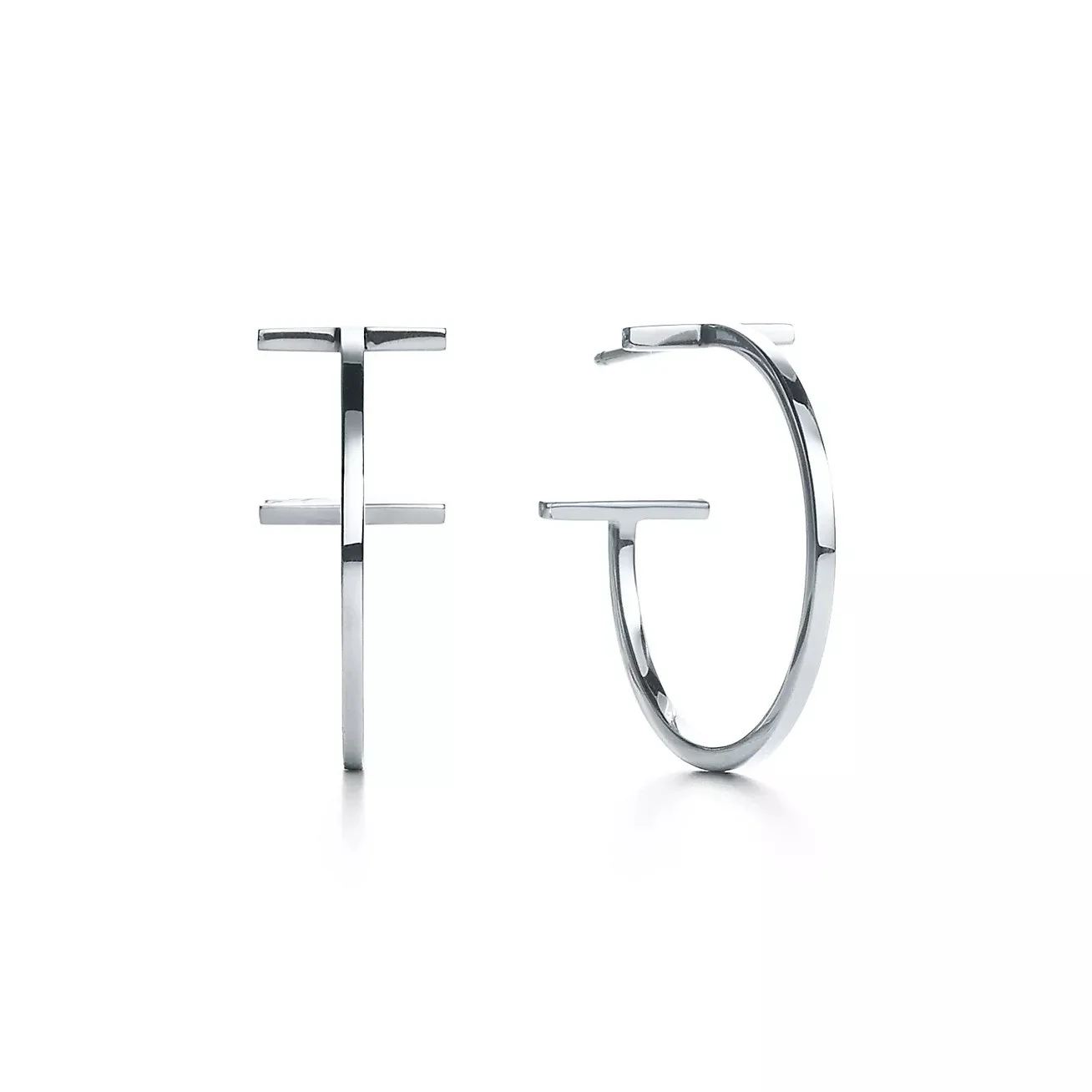 925 Sterling Silver Polished T Hoop 20mm Earrings