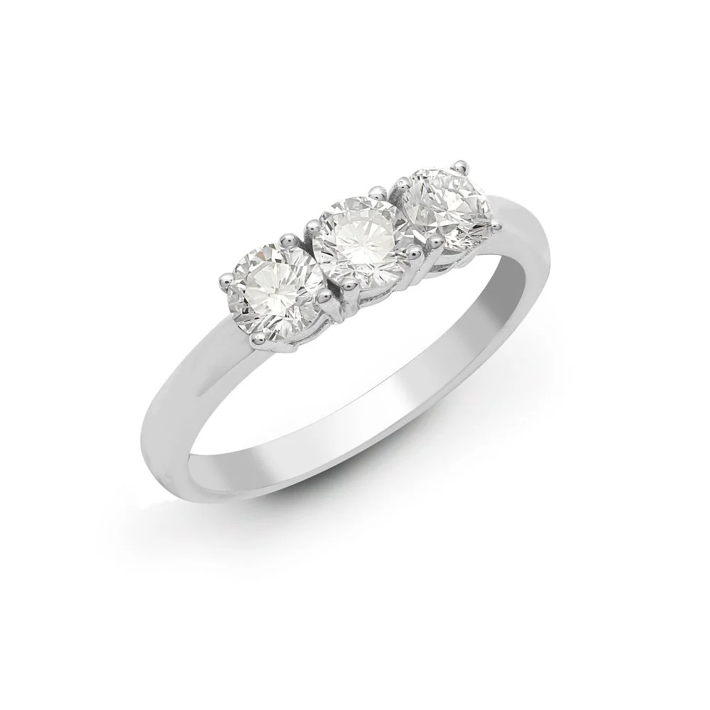 950 Platinum 1.50ct Natural Diamond Claw Set Trilogy Ring