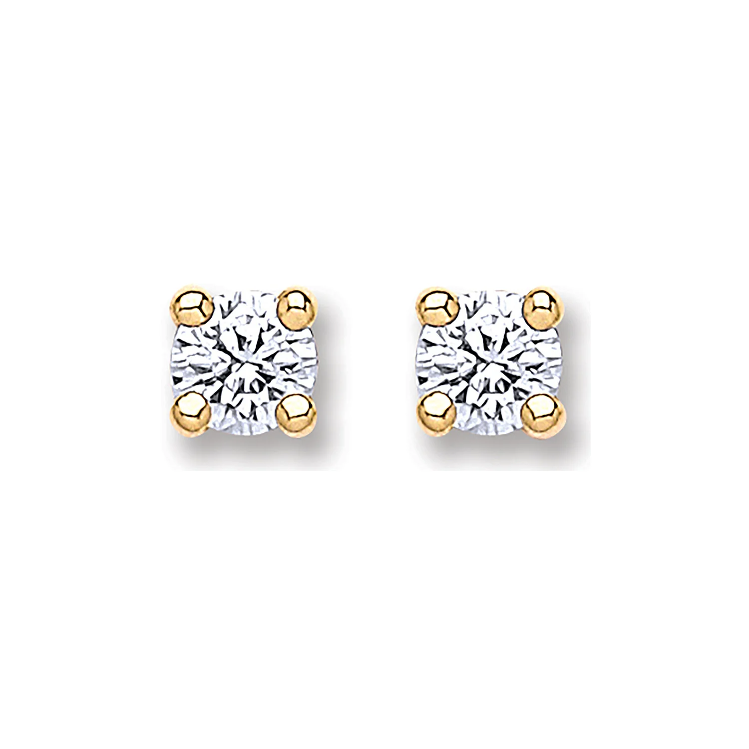 9ct Gold 4.0mm Round Brilliant Cubic Zirconia Studs - 9ct Gold