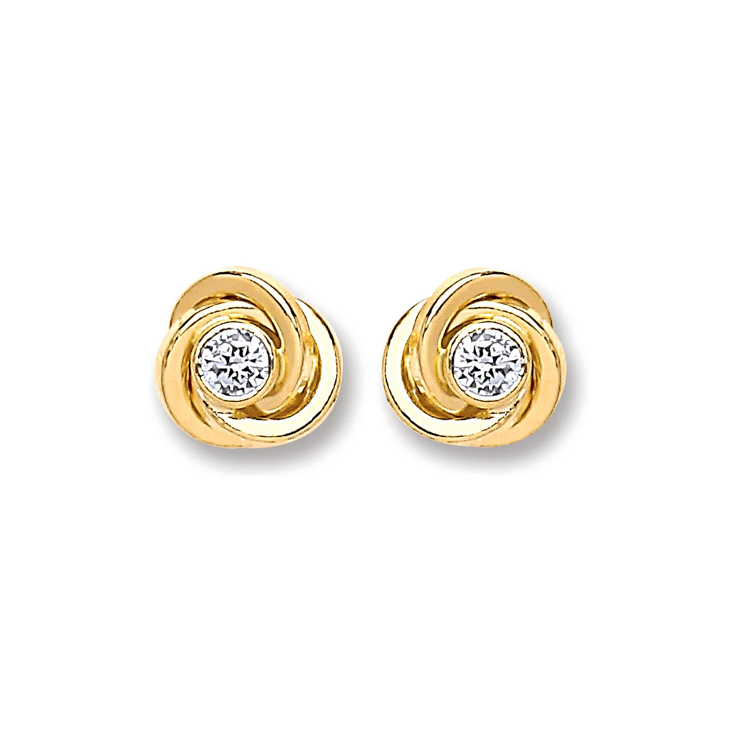 9ct Gold Cubic Zirconia Knot Studs - 9ct Gold - Image 2