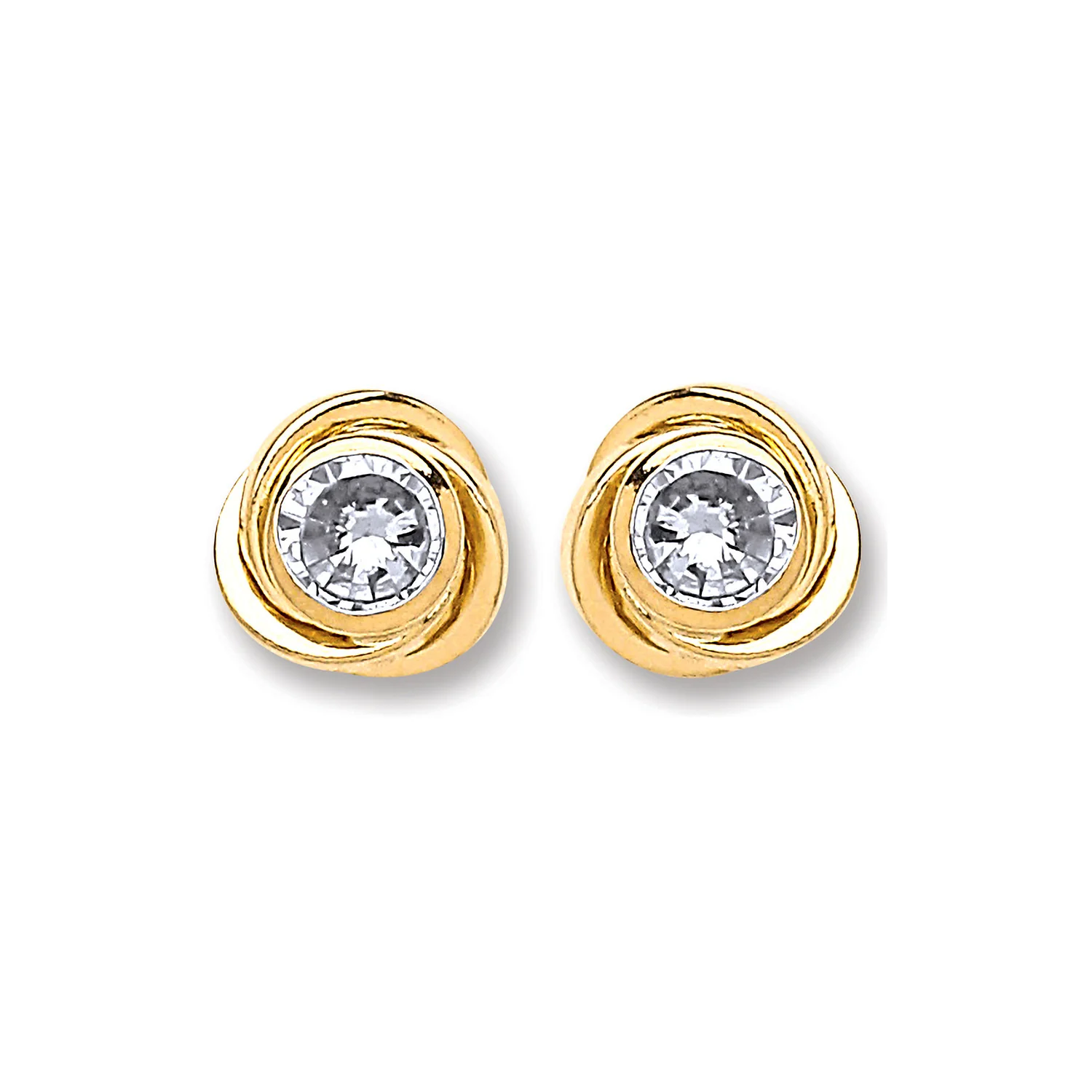 9ct Gold Medium Cubic Zirconia Knot Studs - 9ct Gold - Image 2