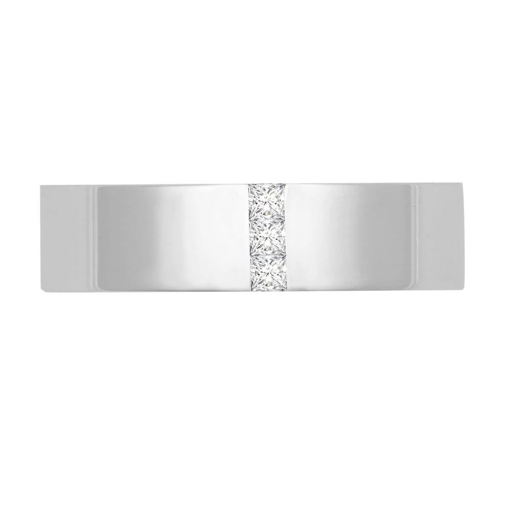 9ct Gold White Natural Diamond Rubover set Wedding Ring - Image 3