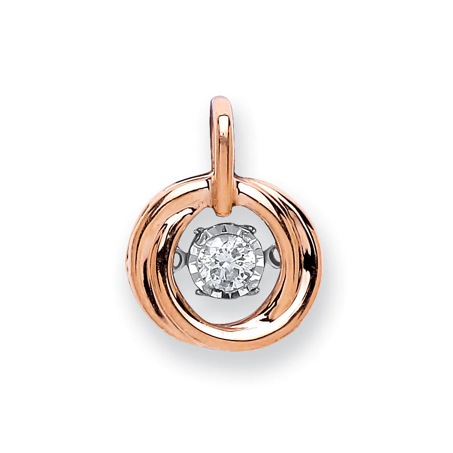 9ct Rose Gold 0.10ct Dancing Diamond Circle Pendant - 9ct Gold - Image 2