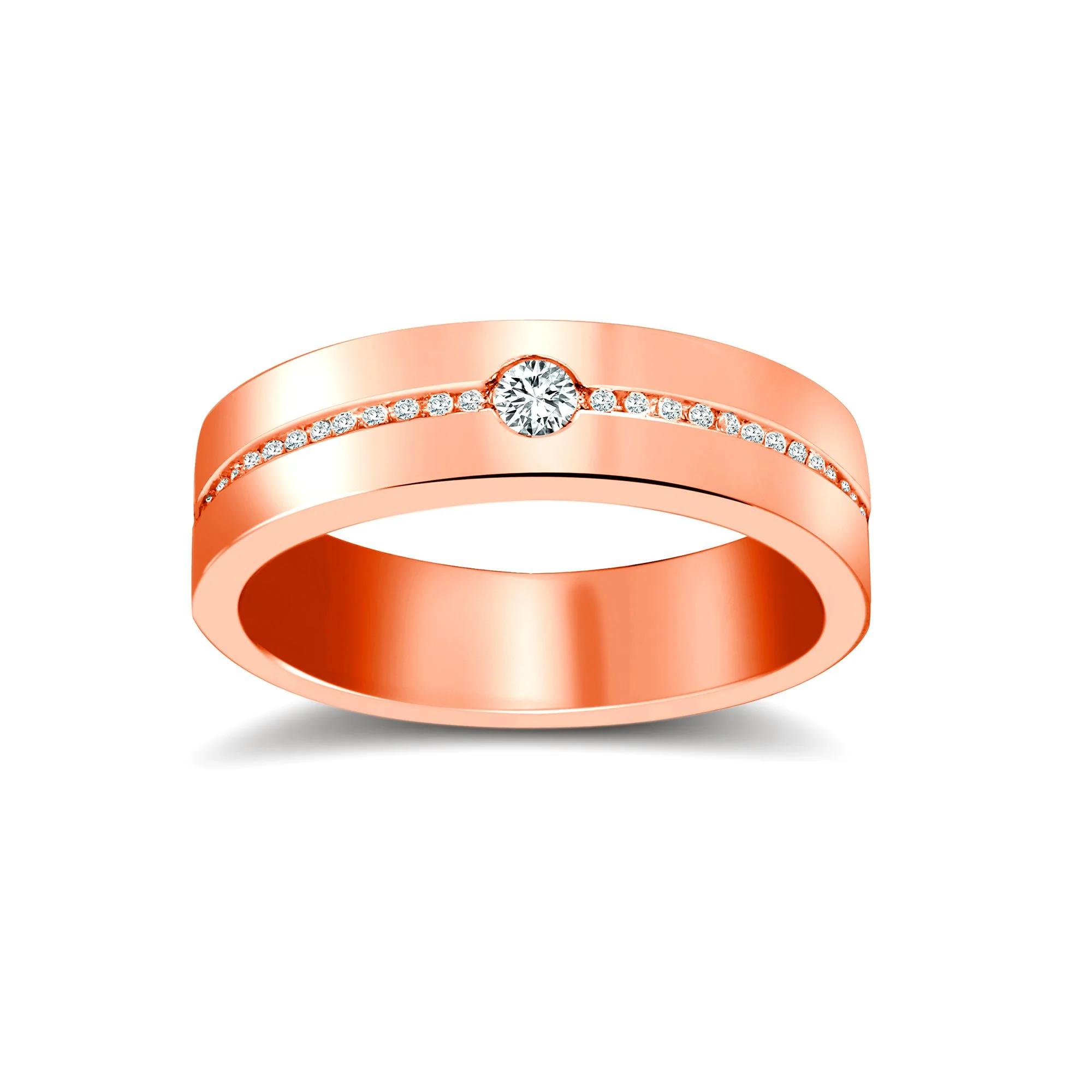 9ct Rose Gold RBC Flat Court Natural Diamond Wedding Band Half Set - 5mm - 30pts