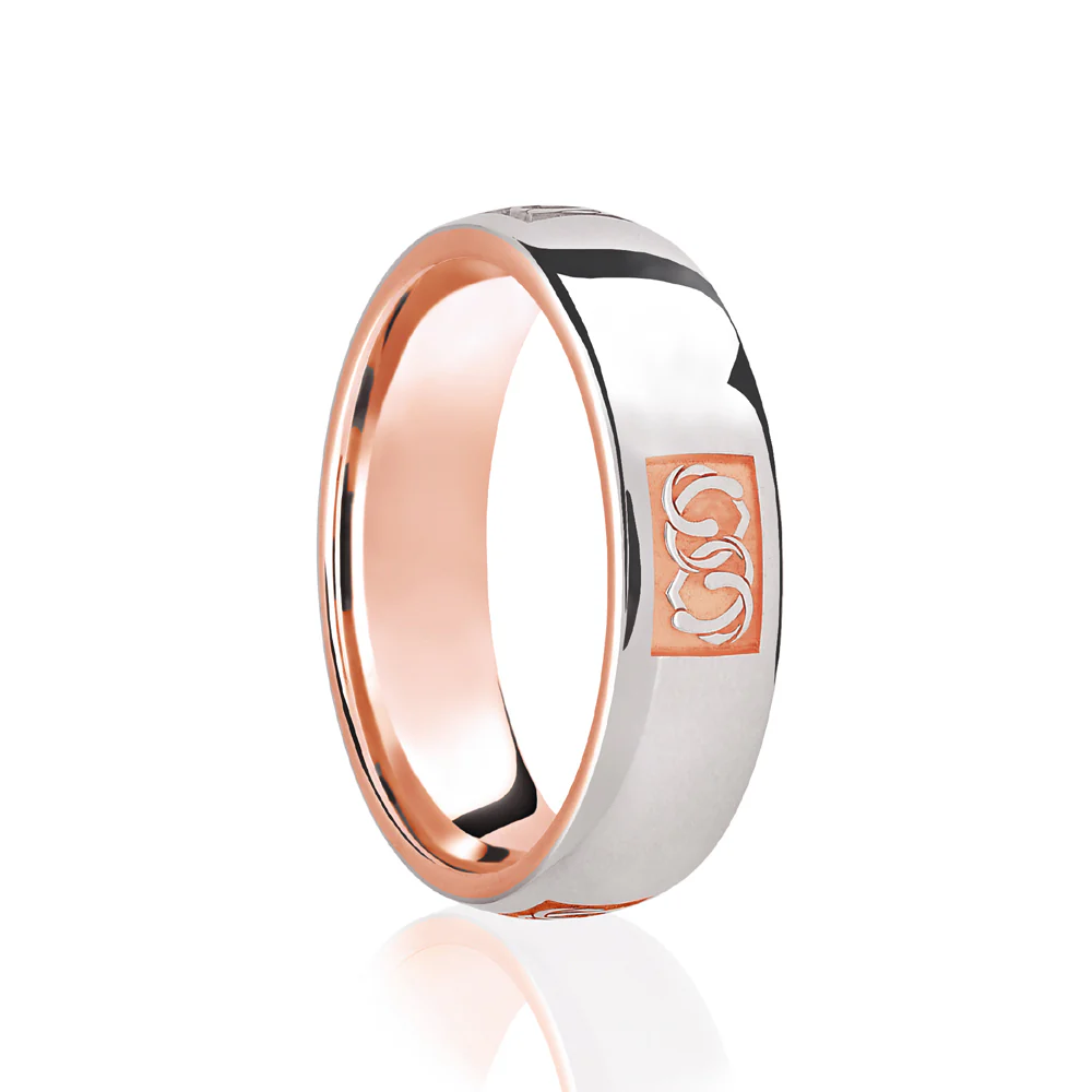 9ct Rose & White Court 5mm Celtic Laser Engraved Wedding Band