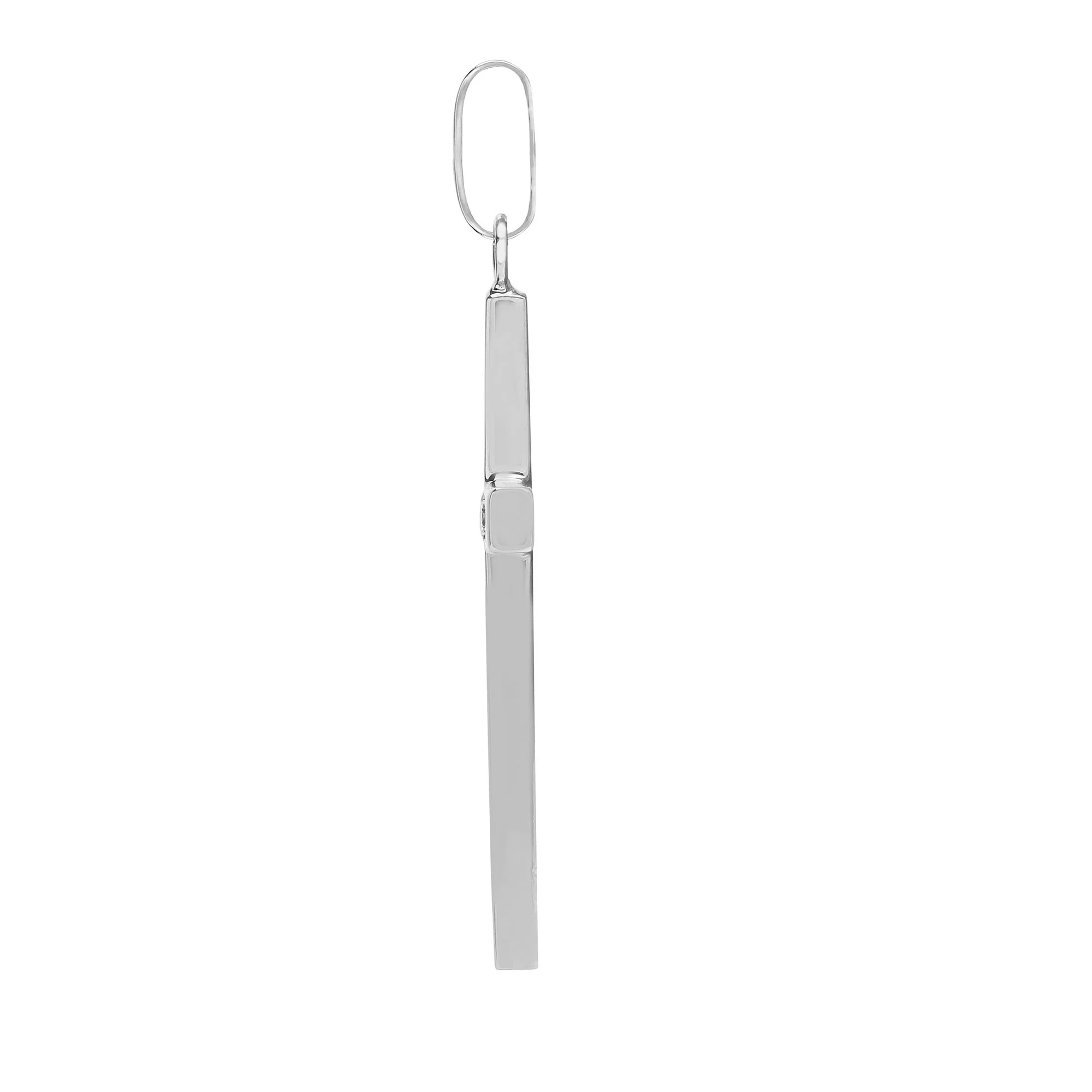 9ct White 0.05ct Star Set Natural Diamond Cross - Image 2