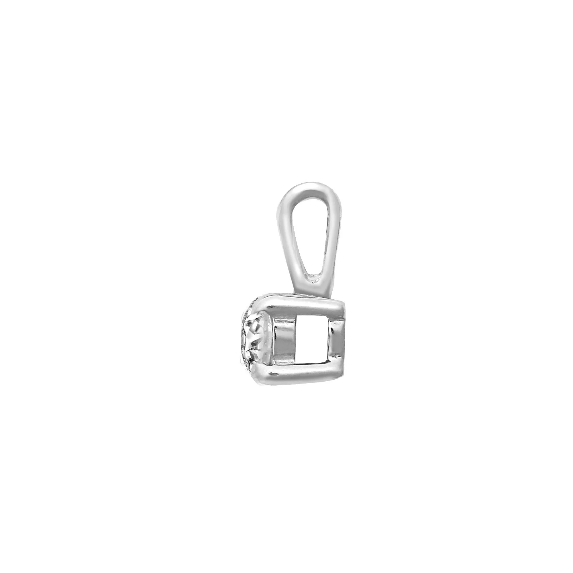 9ct White 0.10ct 4 Claw Natural Diamond Solitaire Pendant - Image 2