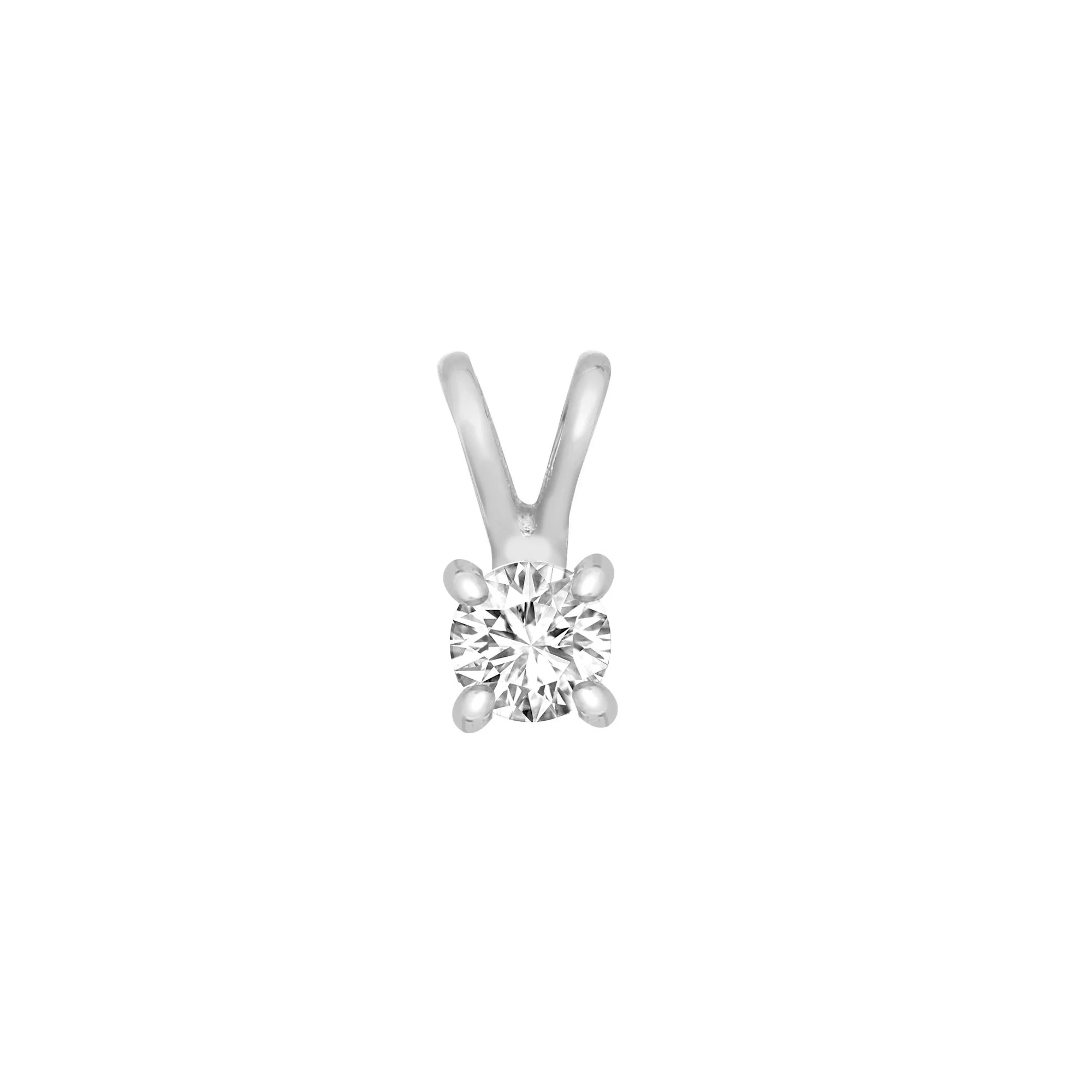 9ct White 0.30ct 4 Claw Natural Diamond Solitaire Pendant