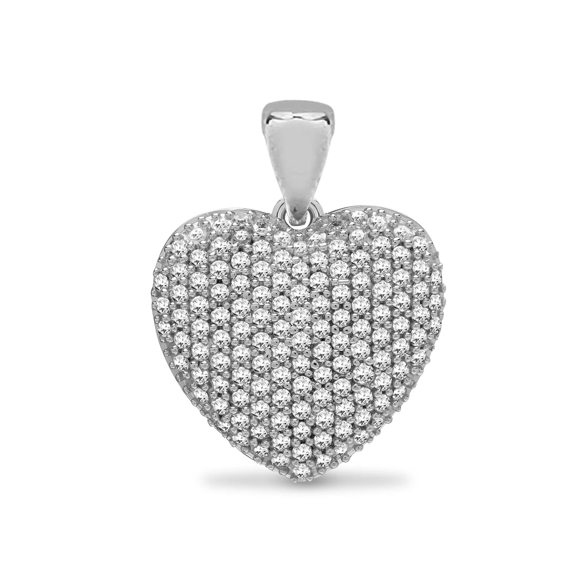 9ct White 0.50ct Pave Set Natural Diamond Heart