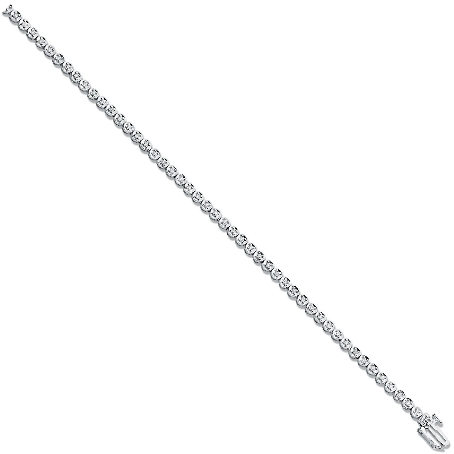 9ct White 0.55ct Diamond Tennis Bracelet - 9ct Gold - Image 2
