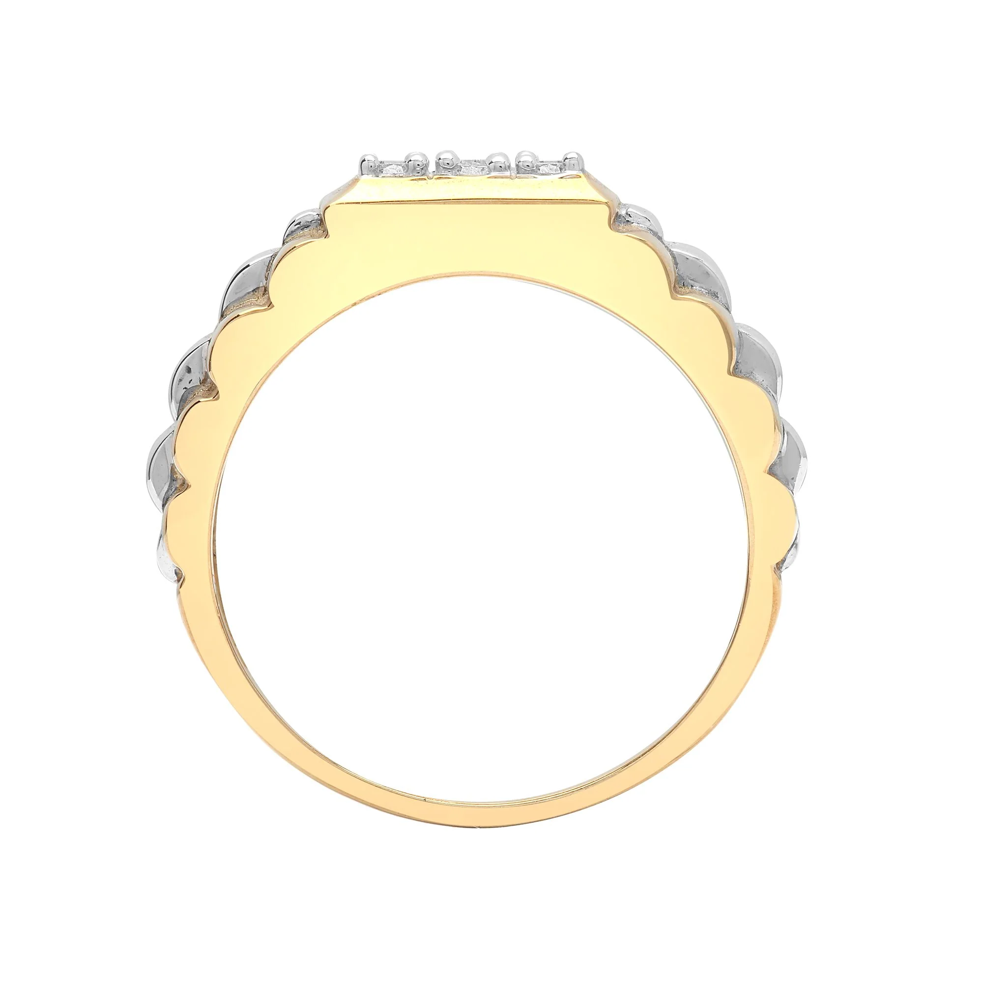 9ct White And Yellow Gold Gents Natural Diamond Ring - Image 2