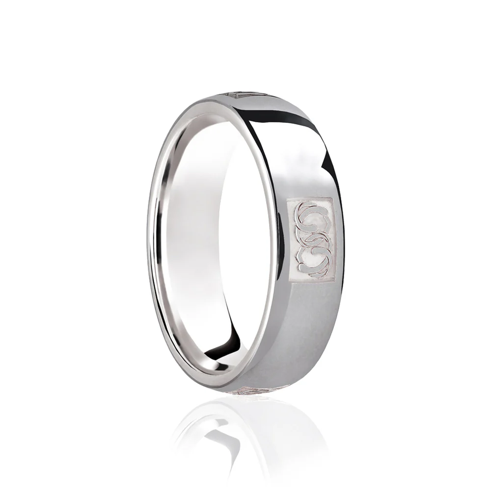 9ct White Court 5mm Celtic Laser Engraved Wedding Band